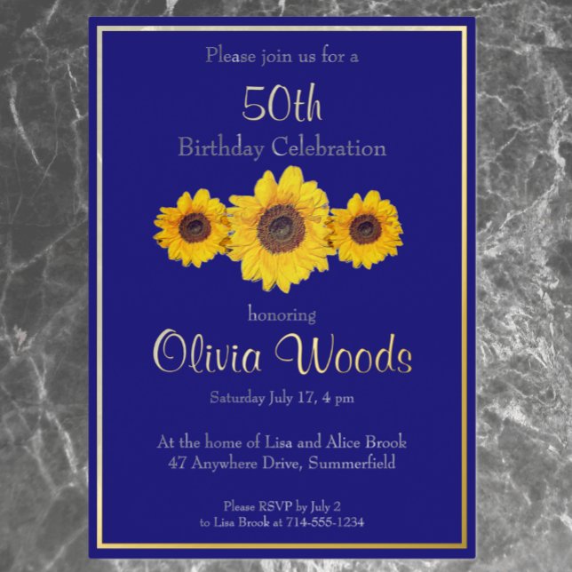 Sunflowers in  blue -  50th birthday   (Creator Uploaded)