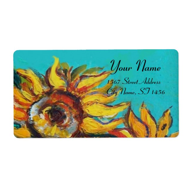 SUNFLOWERS IN BLUE TURQUOISE ,SUMMER PARTY (Front)