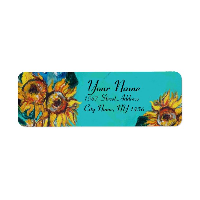 SUNFLOWERS IN BLUE TURQUOISE ,SUMMER PARTY (Front)