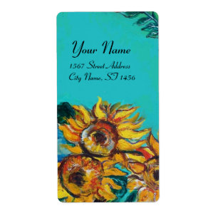 SUNFLOWERS IN BLUE TURQUOISE ,SUMMER PARTY