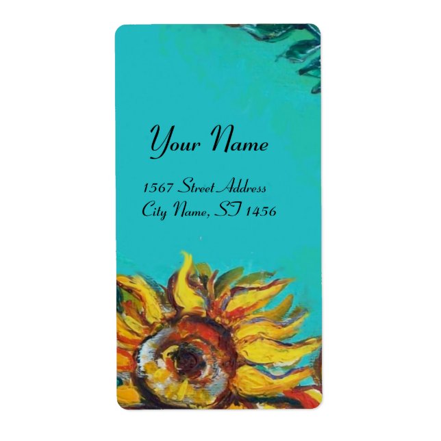 SUNFLOWERS IN BLUE TURQUOISE ,SUMMER PARTY (Front)