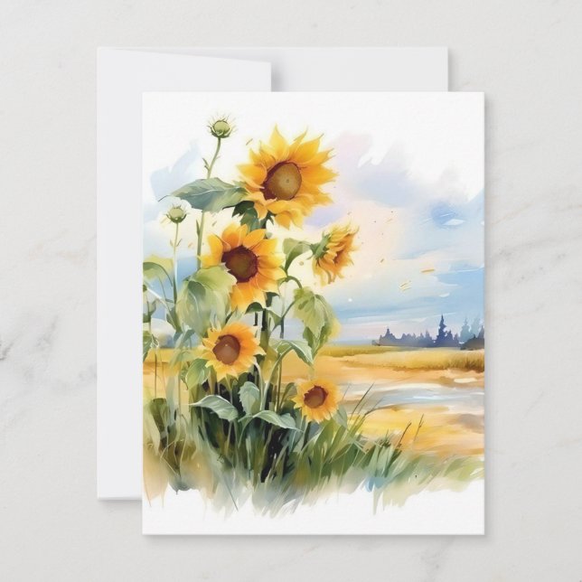 Sunflowers In Fall Holiday Card (Front)