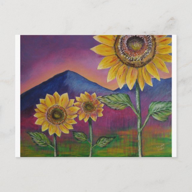 Sunflowers in front of Mountains Postcard (Front)
