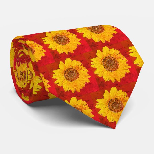 sunflowers in grunge red tie (Rolled)