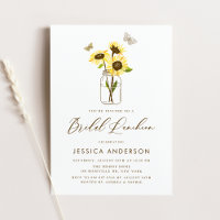 Sunflowers in Mason Jar Rustic Bridal Luncheon