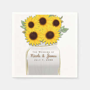 Sunflowers in Mason Jar Rustic Chic Bridal Shower Napkin