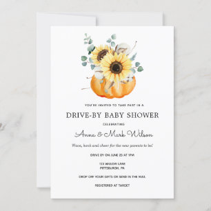 Sunflowers in Pumpkins Autumn Drive by Baby Shower Invitation