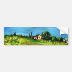 SUNFLOWERS IN TUSCANY COUNTRYSIDE-detail Bumper Sticker