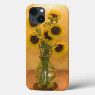 Sunflowers in vase on table 2 iPhone 13 case