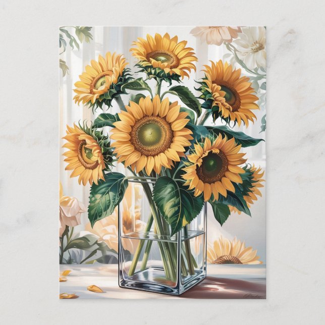 Sunflowers in Vase Postcard (Front)