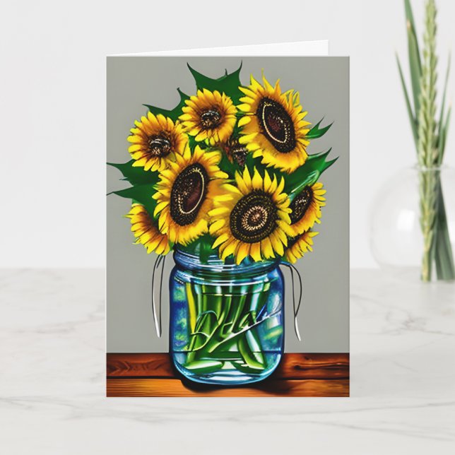 Sunflowers in Vases Art Best Friend's Birthday Card (Front)