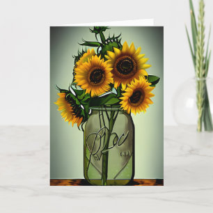 Sunflowers in Vases Art Birthday Card