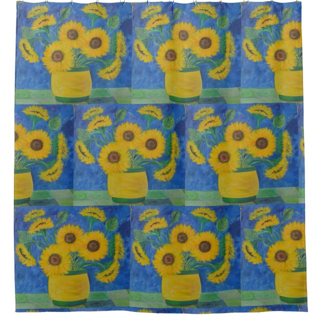 Sunflowers In Yellow Vase Shower Curtain (Front)