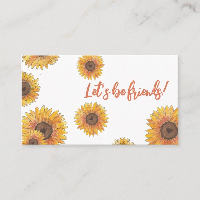 Sunflowers Kids Contact Calling Card (Front)