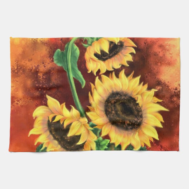 Sunflowers Kitchen Towel - Painting (Horizontal)