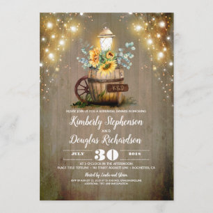 Sunflowers Lantern Rustic Fall Rehearsal Dinner Invitation