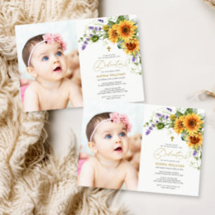 Sunflowers & Lavander Photo Dedication Invitation