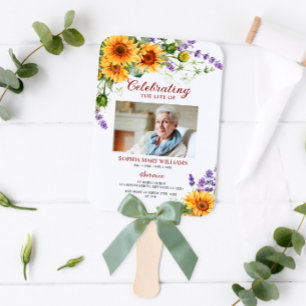 Sunflowers & Lavender Funeral Program Set of Fans