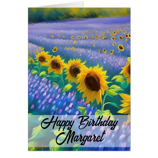 Sunflowers & Lavender Happy Birthday Card (Front)