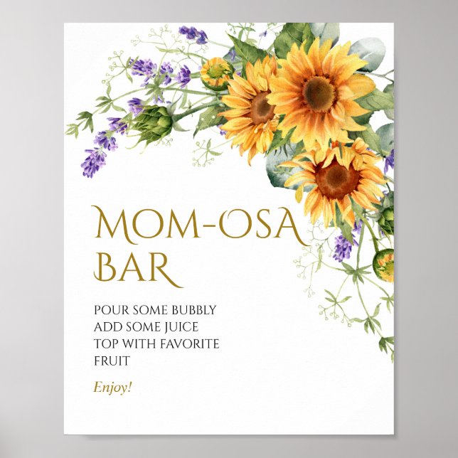 Sunflowers & Lavender Shower Momosa Bar Sign (Front)