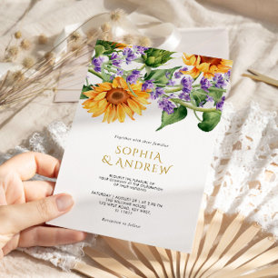 Sunflowers & Lavender Wedding Invitation