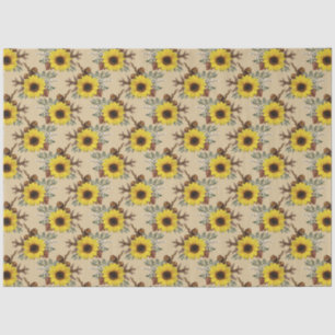 Sunflowers & Leaves Rustic Cottagecore Tissue Paper