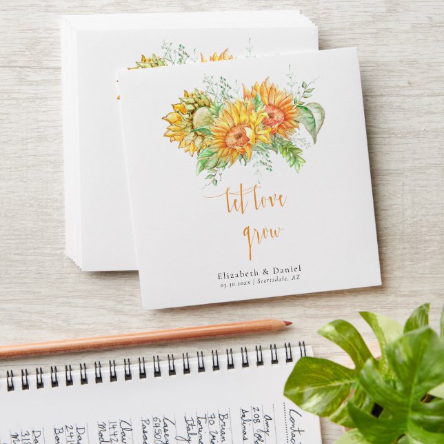 Sunflowers Let Love Grow Wedding Favour Seed Packe Envelope (Stacked)