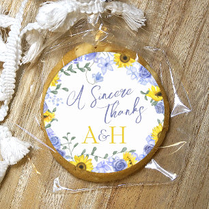 Sunflowers & Light Blue Floral Wreath Wedding Classic Round Sticker