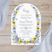 Sunflowers & Light Blue Rose Garden Wedding Arches