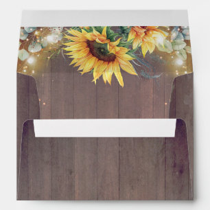 Sunflowers Lights and Wood Rustic Country Envelope