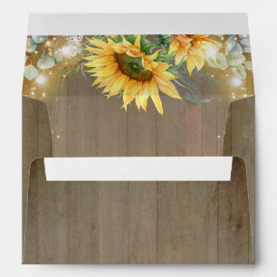 Sunflowers Lights and Wood Rustic Envelope