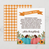 Sunflowers Little Pumpkin Gender Reveal Thank You