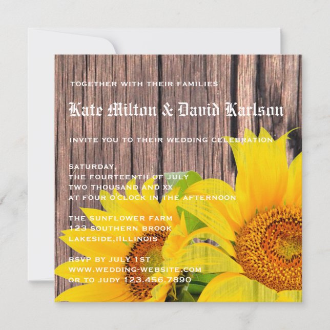 Sunflowers Love Rustic Country Wedding Invitation (Front)