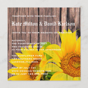 Sunflowers Love Rustic Country Wedding Invitation