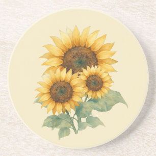 Sunflowers lover gift sandstone coaster