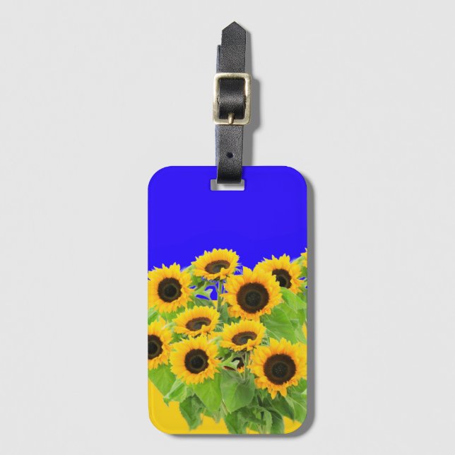 Sunflowers Luggage Tag - Ukrainian Flag Colours (Front Vertical)