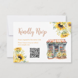 Sunflowers Market Bridal Shower QR Rsvp Card