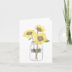 Sunflowers Mason Jar Thank You Card
