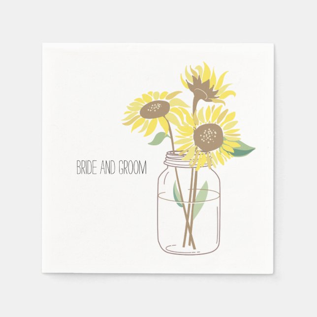 Sunflowers Mason Jar Wedding Napkin (Front)