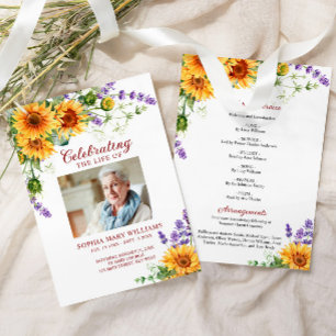 Sunflowers Memorial Funeral Order of Service Programme