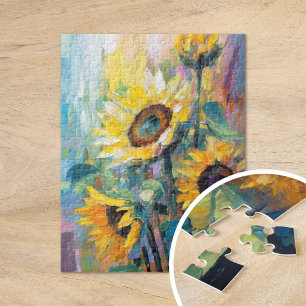 Sunflowers Modern Abstract Floral Painting Jigsaw Puzzle