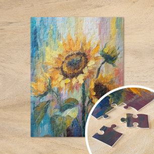 Sunflowers Modern Abstract Floral Painting Jigsaw Puzzle