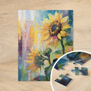 Sunflowers Modern Abstract Floral Painting  Jigsaw Puzzle