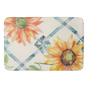 Sunflowers Modern Distressed floral Bath Mat
