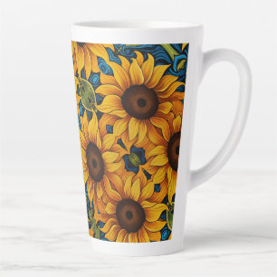 Sunflowers Modern Distressed floral Latte Mug