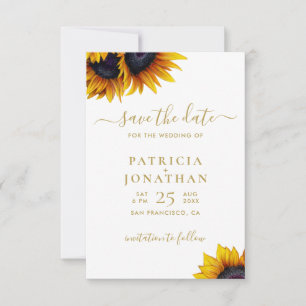 Sunflowers modern PHOTO save the date wedding