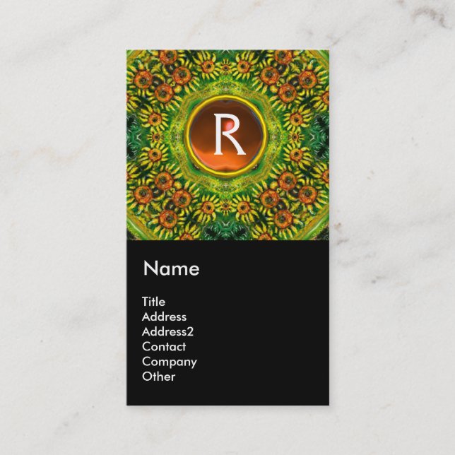 SUNFLOWERS MONOGRAM BUSINESS CARD (Front)