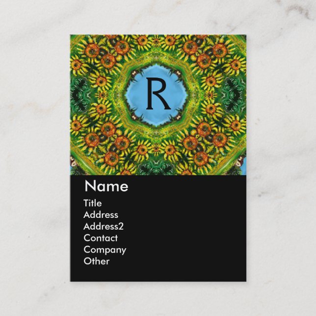 SUNFLOWERS MONOGRAM BUSINESS CARD (Front)