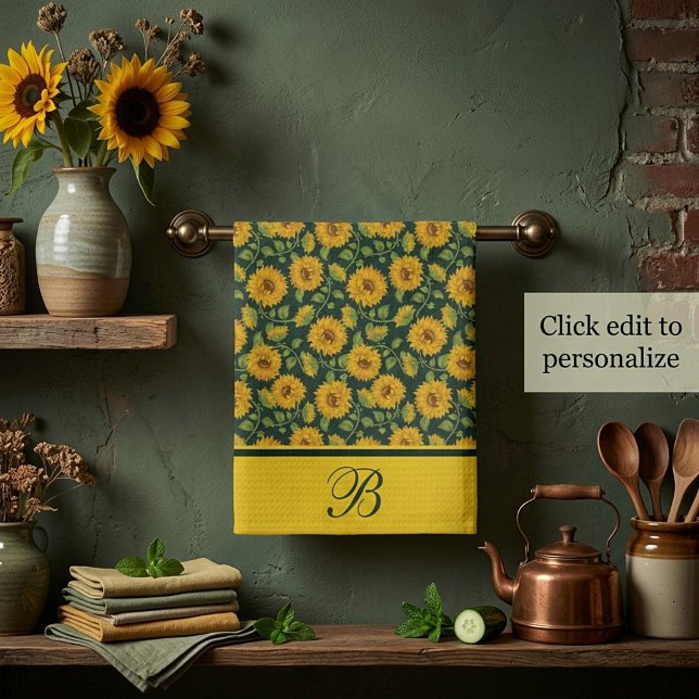 Sunflowers monogram Kitchen Towel (Creator Uploaded)
