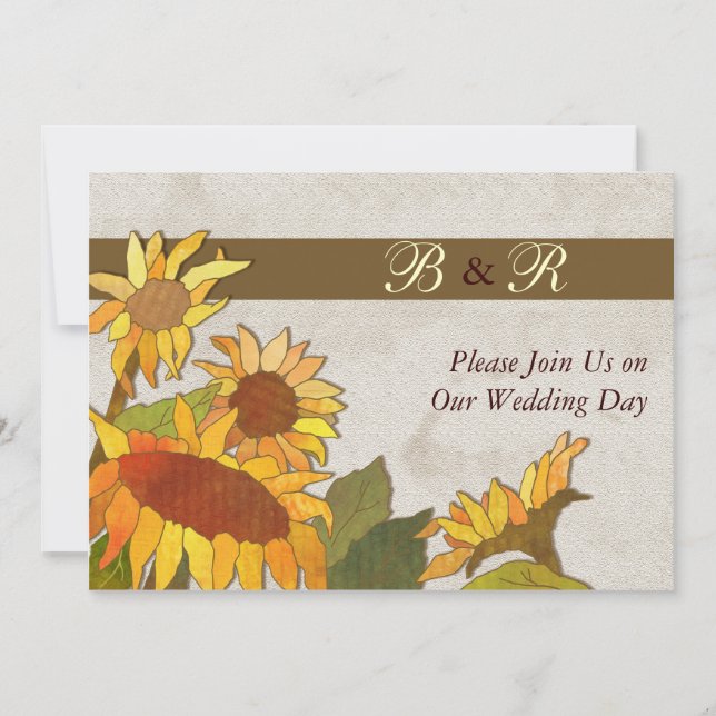 Sunflowers Monogram Wedding Invitation (Front)